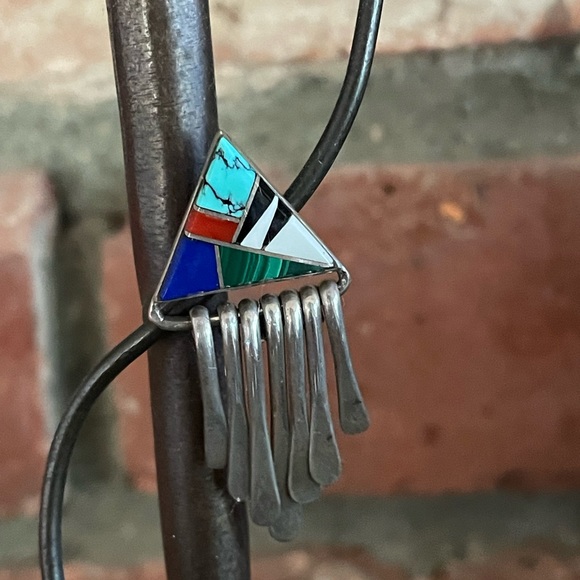 Vintage Zuni Native American Dangle Earrings - Picture 4 of 12